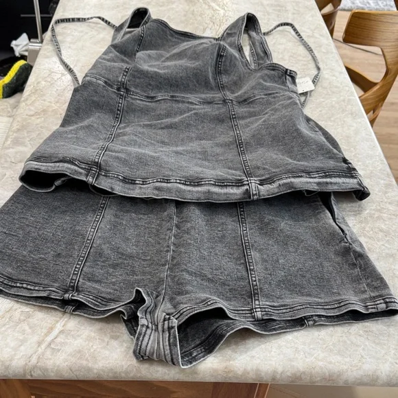 Free People Palmetto Set Dusky Rinse Combo Denim M - Picture 1 of 7